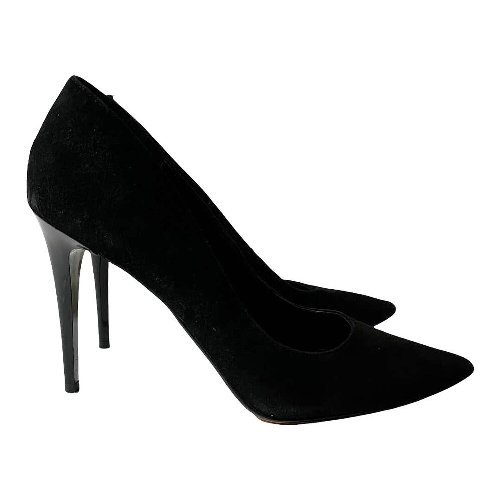 Dune London Black Nubuck Leather Court Heels Pumps Size 40 US 9